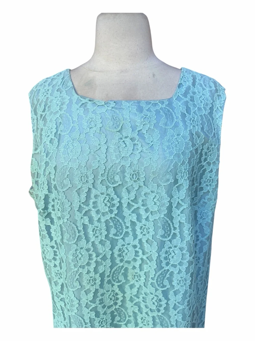 1960s Turquoise Lace Lined Shift Dress and Matching Duster Coat Set